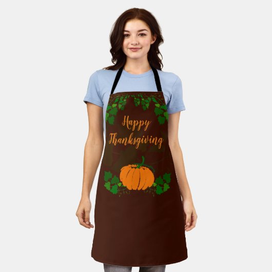 Happy Thanksgiving met Pumpkin Schort (Gedragen)