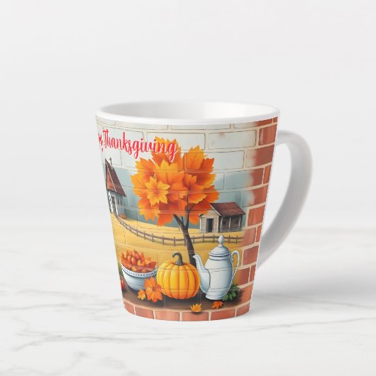 Happy Thanksgiving Modern Mooie Herfst Latte Mok (Rechterhoek)