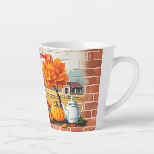 Happy Thanksgiving Modern Mooie Herfst Latte Mok (Rechts)