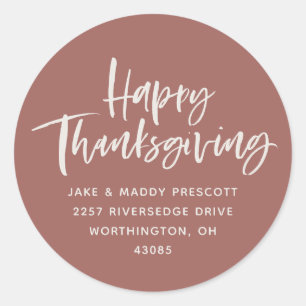 Happy Thanksgiving modern roos retouradres Ronde Sticker