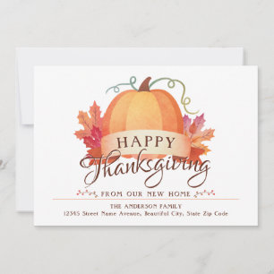 Happy Thanksgiving New Address Home Pumpkin Moving Aankondiging