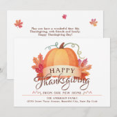 Happy Thanksgiving New Address Home Pumpkin Moving Aankondiging (Voorkant / Achterkant)
