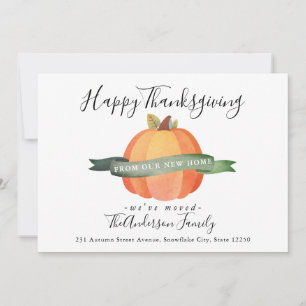 Happy Thanksgiving New Home Pumpkin Holiday Moving Aankondiging