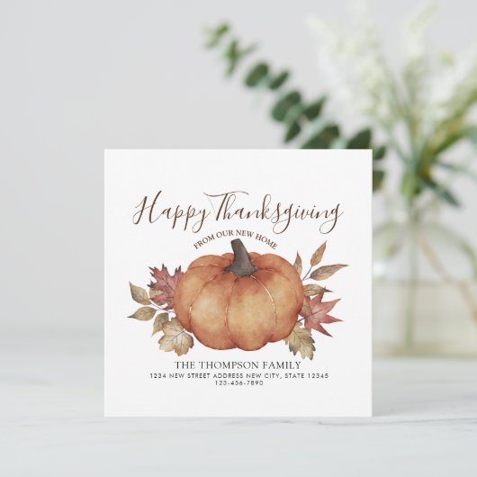 Happy Thanksgiving New Home Pumpkin Moving Aankondiging (Staand voorkant)