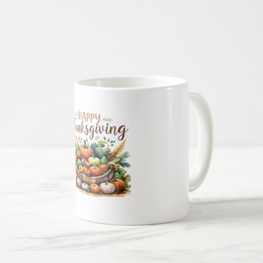 Happy Thanksgiving – Oogstmand met pompoenen Koffiemok (Voorkant rechts)