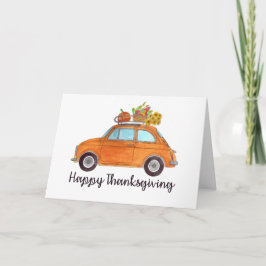 Happy Thanksgiving Oranje Retro Fiat 500 Kaart