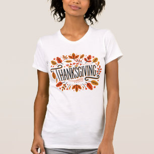 Happy Thanksgiving Oranje Yellow Fall Leaves Vrouw T-shirt