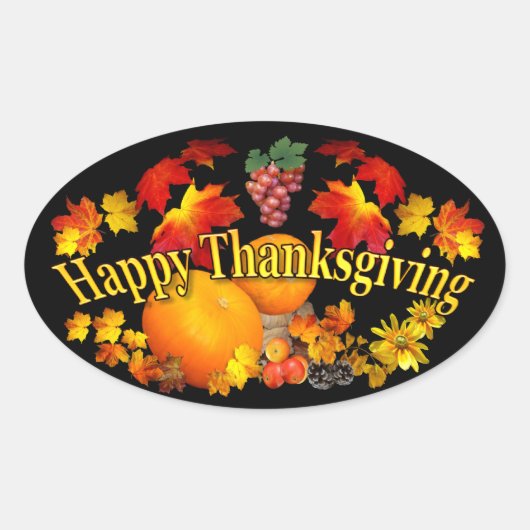 Happy Thanksgiving ~ Oval Sticker (Voorkant)