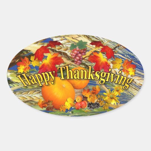 Happy Thanksgiving Ovale Sticker (Voorkant)