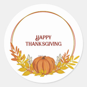 Happy Thanksgiving Pampkin Ronde Sticker