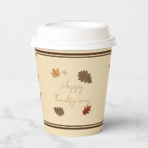 'Happy Thanksgiving' Paper Cup Set (met deksels)
