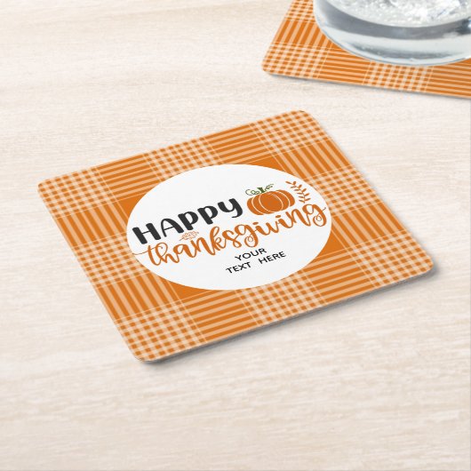 Happy Thanksgiving Paper-Onderzetter Vierkante Kartonnen Onderzetter (Schuin)