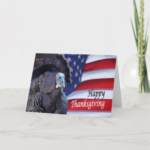 Happy Thanksgiving patriottische kalkoen zwaaien A Feestdagen Kaart