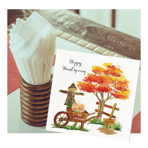 Happy Thanksgiving Personalized Herfst Scene Servet