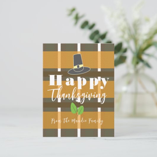Happy Thanksgiving Pilgrim Pet Pset Briefkaart (Staand voorkant)