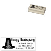 Happy Thanksgiving Pilgrim Puritan Pet Adres Rubberstempel (Gestempeld)