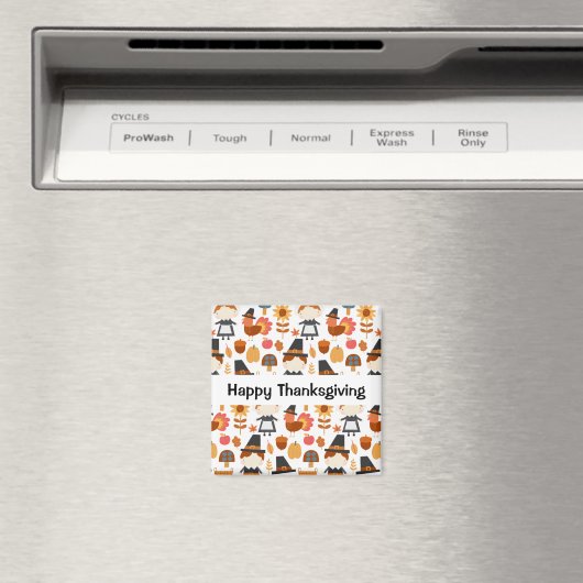 Happy Thanksgiving Pilgrims Harvest Pattern Magneet (Insitu (Vaatwasser))
