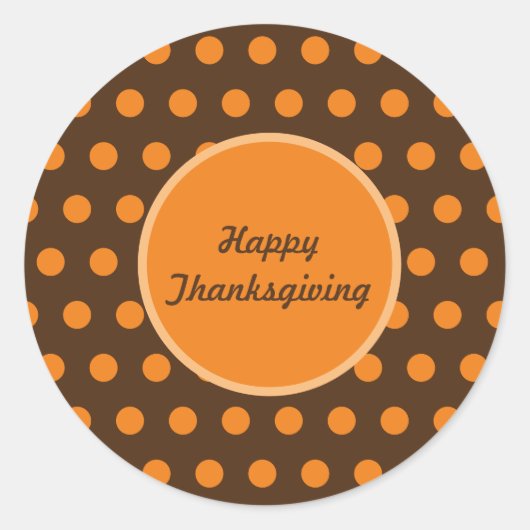 Happy Thanksgiving Polka Dot Round Stickers (Voorkant)
