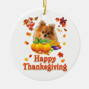 Happy Thanksgiving pommerische hond Im bedankt voo Keramisch Ornament