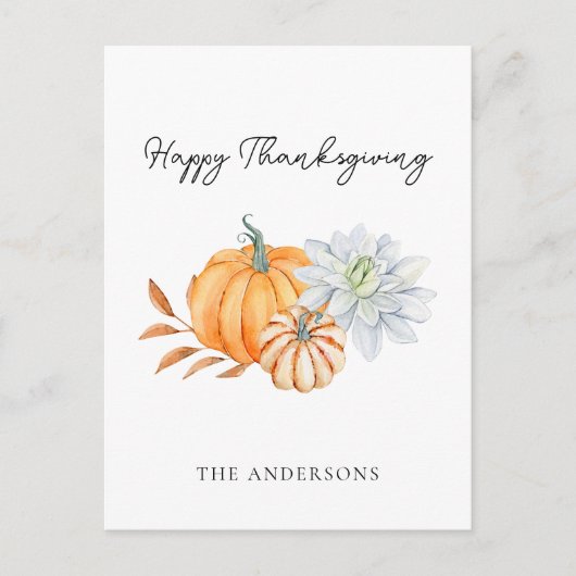Happy Thanksgiving pompoen Herfst Elegant Briefkaart (Voorkant)