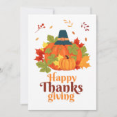Happy Thanksgiving-pompoen met Petten en bladeren Kaart (Voorkant)