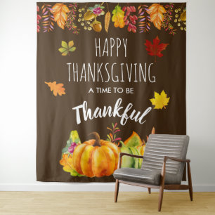 Happy Thanksgiving Pompoenen & Herfst Foliage Wandkleed