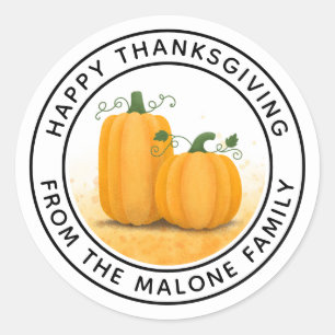 Happy Thanksgiving-pompoenen herfstoogst Ronde Sticker