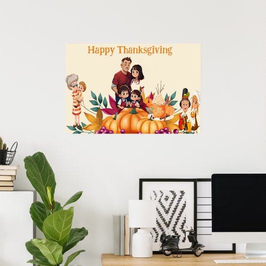 Happy Thanksgiving Poster (Thuiskantoor)