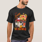 Happy Thanksgiving Pug Dogs Three Pugs Pickup Truc T-shirt (Voorkant)