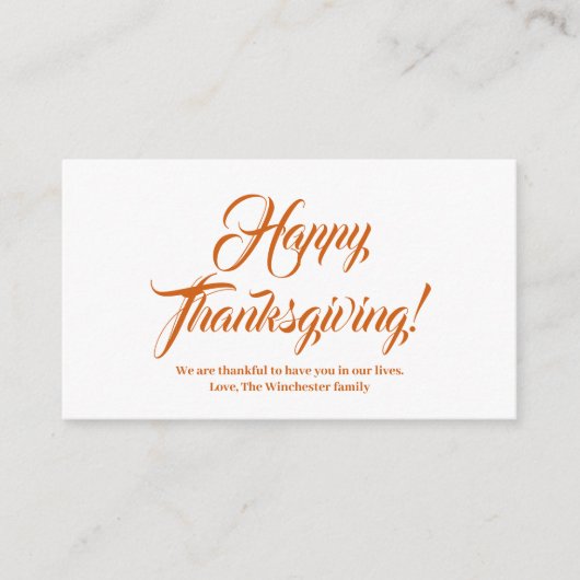 Happy Thanksgiving pumpkin aangepast script elegan Informatiekaartje (Voorkant)