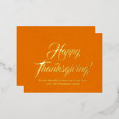 Happy Thanksgiving pumpkin-elegant script aangepas Folie Feestdagen Briefkaart (Voorkant / Achterkant)