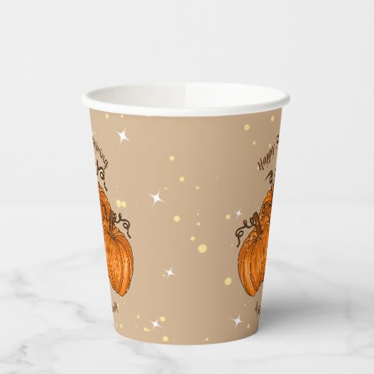 Happy Thanksgiving Pumpkin Glitter Papieren Bekers (Links)