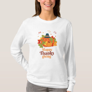 Happy Thanksgiving Pumpkin met Petten en vertrekke T-shirt