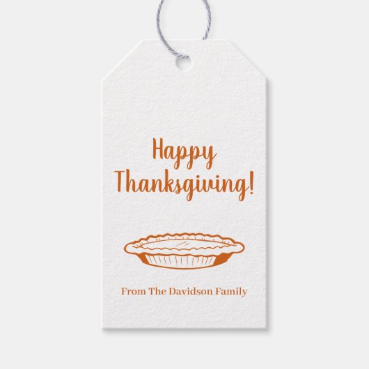Happy Thanksgiving pumpkin pie custom name favor Cadeaulabel (Voorkant)