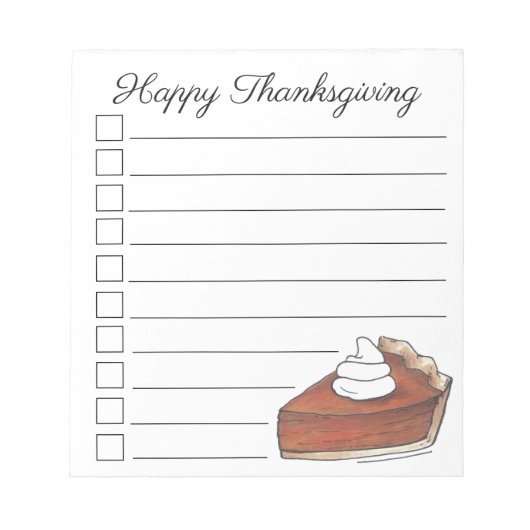 Happy Thanksgiving Pumpkin Pie Slice Checklist Notitieblok (Voorkant)