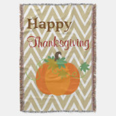 Happy Thanksgiving Pumpkin Throw Blanket Deken (Voorkant Verticaal)
