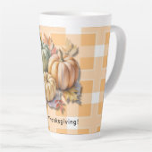 Happy Thanksgiving Pumpkins & Autumn Leaves Latte Mok (Rechterhoek)