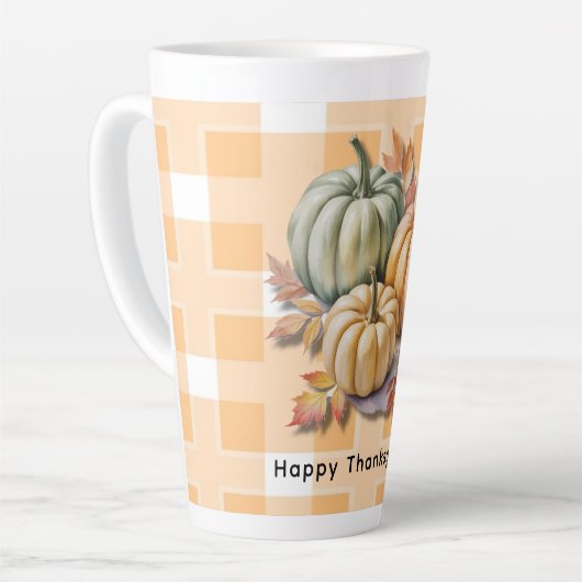 Happy Thanksgiving Pumpkins & Autumn Leaves Latte Mok (Linkerhoek)