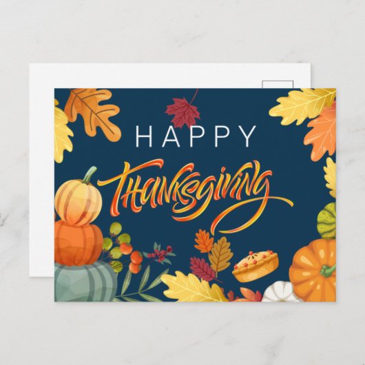 Happy Thanksgiving Pumpkins, Berries en bladeren Feestdagenkaart (Voorkant / Achterkant)