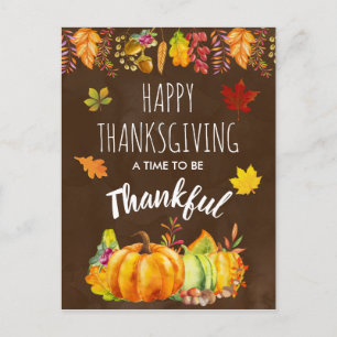 Happy Thanksgiving Pumpkins en Autumn Foliage Feestdagenkaart