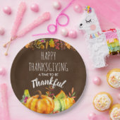 Happy Thanksgiving Pumpkins en Autumn Foliage Papieren Bordje (Feest)