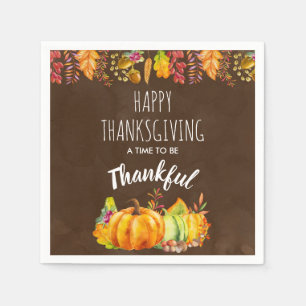 Happy Thanksgiving Pumpkins en Autumn Foliage Servet