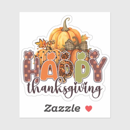 Happy Thanksgiving Pumpkins Sticker (Vel)