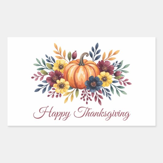 Happy Thanksgiving Rechthoekige Sticker (Voorkant)