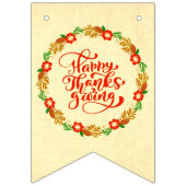 Happy Thanksgiving Red Gold Wreath Vlaggetjes (Eerste vlag)