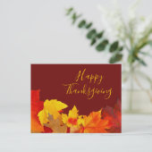 Happy Thanksgiving Red Leaves Briefkaart (Staand voorkant)