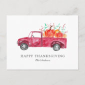 Happy Thanksgiving Red Truck Herfst Pumpkin Harves Feestdagenkaart (Voorkant)