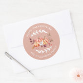 Happy Thanksgiving Retouradres Dusty Pink Ronde Sticker (Envelop)