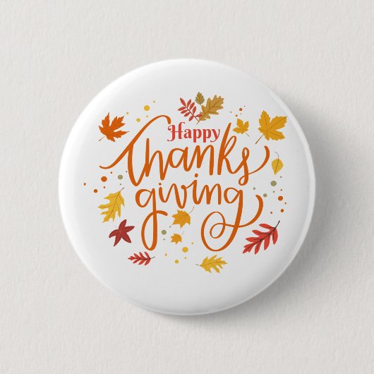 Happy Thanksgiving Ronde Button 5,7 Cm (Voorkant)