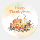 Happy Thanksgiving Ronde Sticker (Voorkant)